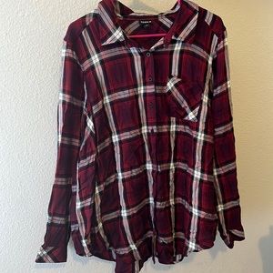 Burgundy plaid button up